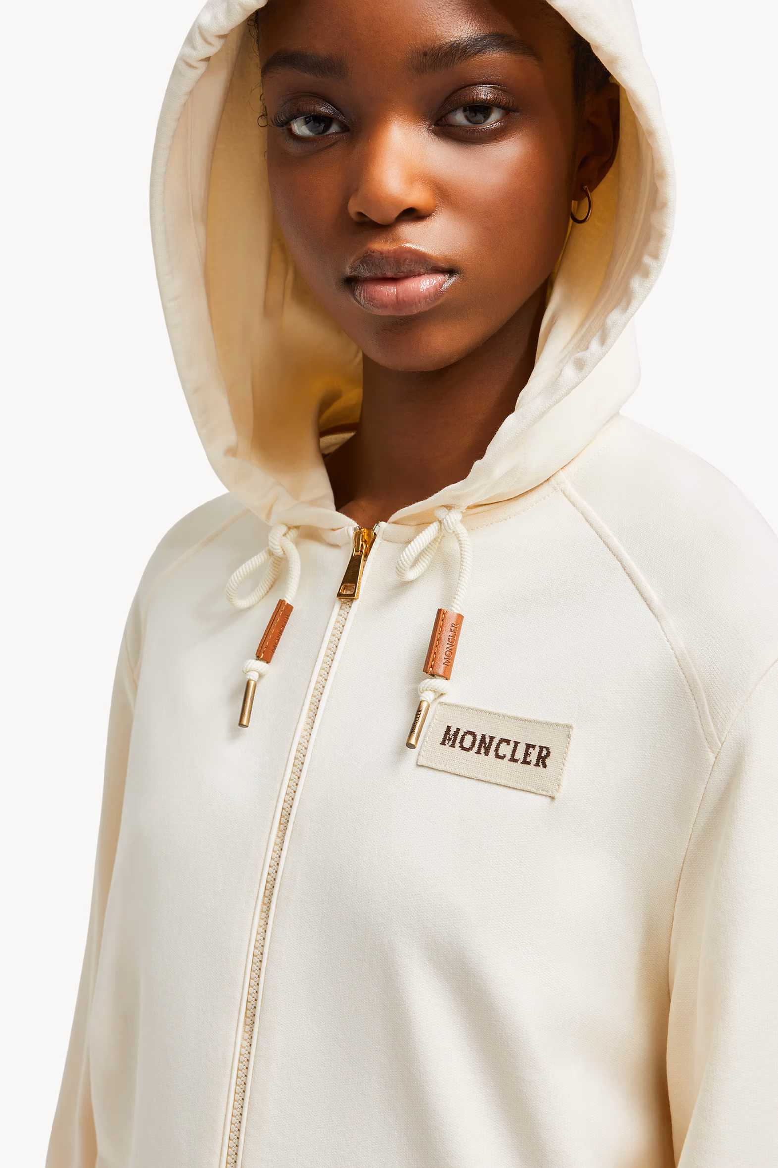 Cárdigan de algodón con capucha y cremallera Mujer Blanco Moncler 4